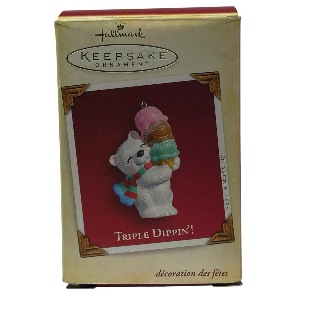 Hallmark Keepsake Ornament 2005 "Triple Dippin'!" Polar Bear Ice-Cream Cone